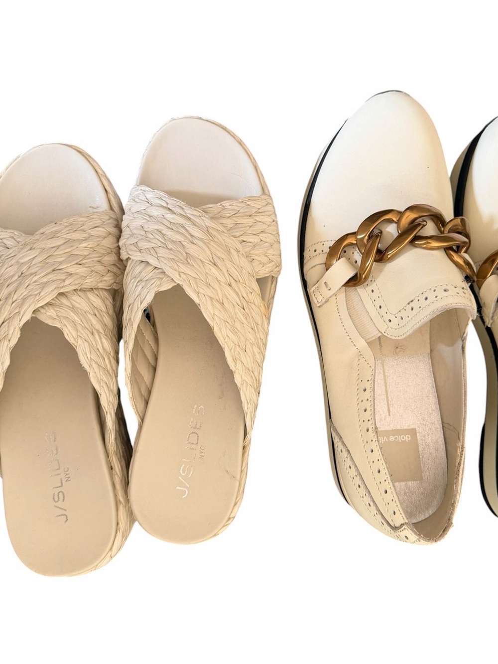 Dolce Vita Cream Braided j Slides and Chain Loafer Duo